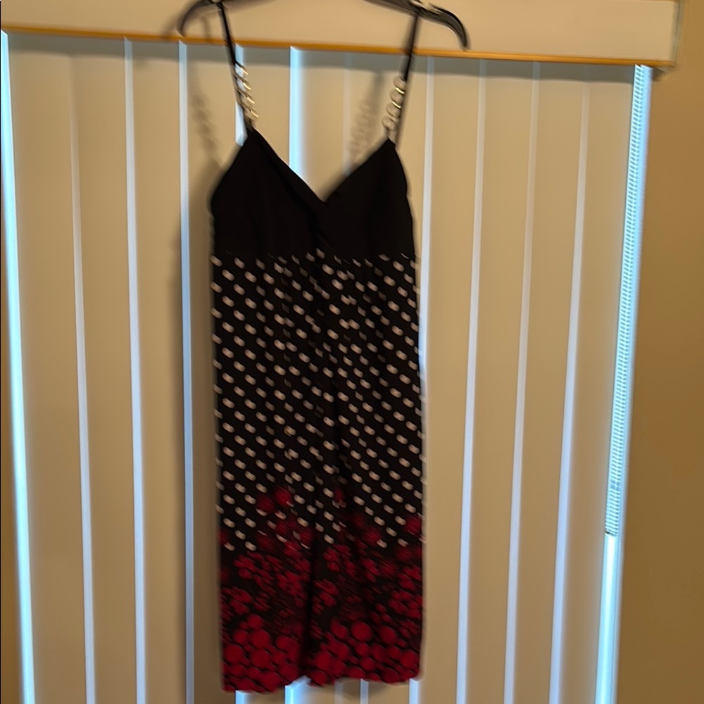 Elegant Black and Red Polka Dot Dress